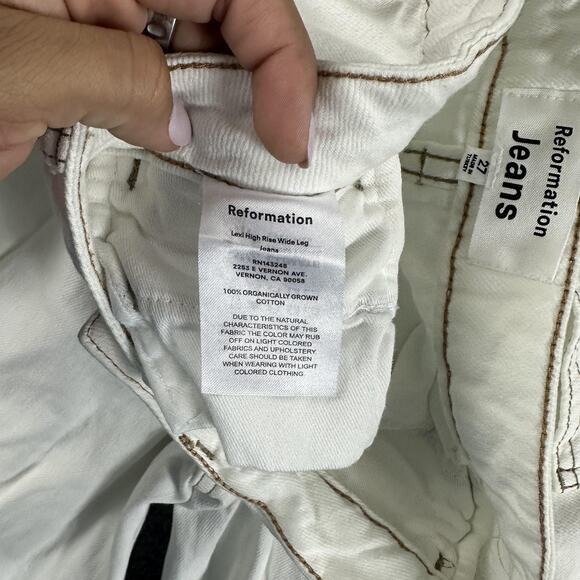 Reformation Jeans Womens 27 Lexi High Rise Wide Leg Ivory Button Fly Casual Chic - Picture 10 of 16